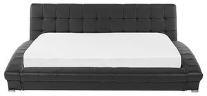 Łóżko wodne czarne skórzane 180 x 200 pikowane z akcesoriami niskie wezgłowie Lille Beliani