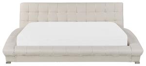 Łóżko białe skórzane 180 x 200 pikowane ze stelażem niskie wezgłowie Lille Beliani