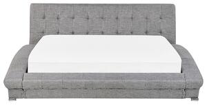 Łóżko wodne szare tapicerowane 180 x 200 pikowane z akcesoriami niskie wezgłowie Lille Beliani