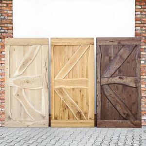 Drzwi przesuwne drewniane dębowe FLINSTON z gwoździami