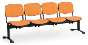 Ławka do poczekalni tapicerowana VIVA, 4-siedziska, pomarańczowy, czarne nogi