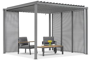 Antracytowa pergola tarasowa Madera 3x3m z czterema ściankami żaluzjowymi Garden Point