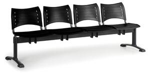 Ławka do poczekalni plastikowa VISIO, 4 siedzenia, czarny, czarne nogi