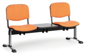 Ławka do poczekalni tapicerowana VIVA, 2-siedziska + stolik, pomarańczowy, chromowane nogi