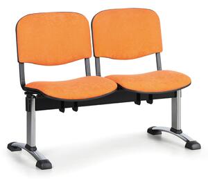 Ławka do poczekalni tapicerowana VIVA, 2-siedziska, pomarańczowy, chromowane nogi