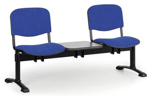 Ławka do poczekalni tapicerowana VIVA, 2-siedziska + stolik, niebieski, czarne nogi