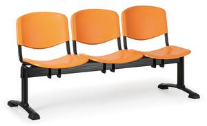 EUROSEAT Ławka do poczekalni plastikowa ISO, 3-siedziska, pomarańczowy, czarne nogi