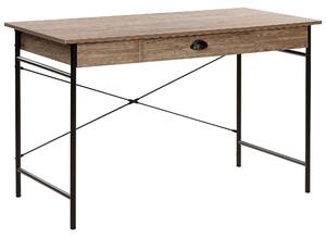 Nowoczesne biurko z szufladą blat ciemne drewno czarne metalowe nogi Casco Beliani