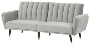 Sofa rozkładana jasnoszara welurowa funkcja spania drewniane nogi Vimmerby Beliani