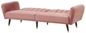 Sofa rozkładana różowa welurowa funkcja spania drewniane nogi Vimmerby Beliani