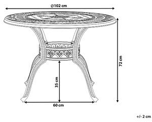 Stół ogrodowy brązowy aluminiowy okrągły otwór na parasol ø 102 cm Salento Beliani