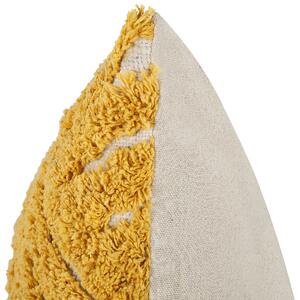 Poduszka dekoracyjna bawełniany haft 45 x 45 cm żółta Alcea Beliani