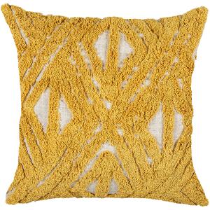 Poduszka dekoracyjna bawełniany haft 45 x 45 cm żółta Alcea Beliani