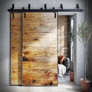 Drzwi przesuwne drewniane dębowe w ramie METALDESK