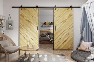 Drzwi przesuwne drewniane dębowe w ramie METALBOARD