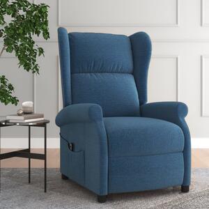 Elektryczny fotel rozkładany, niebieski, obity tkaniną
