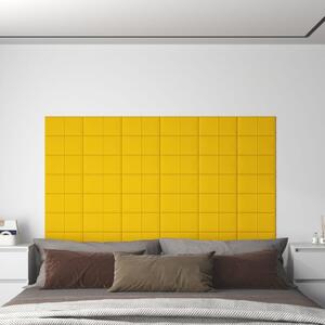 Panele ścienne, 12 szt., żółte, 30x15 cm, aksamit, 0,54 m²