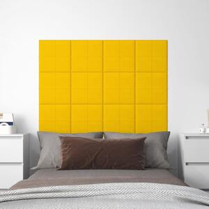 Panele ścienne, 12 szt., żółte, 30x30 cm, aksamit, 1,08 m²