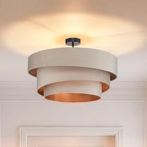 Lampa Sufitowa Lindby, Jusari, ściemnialny, beżowy, salon, tkanina | tekstylia, nowoczesny
