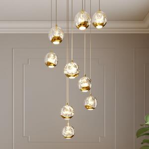 Lampa Wisząca Lucande, Hayley, złoty | mosiężny, salon, szkło, design