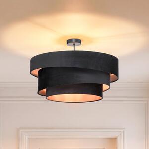 Lampa Sufitowa Lindby, Jusari, ściemnialny, czarny, salon, tkanina | tekstylia, nowoczesny