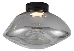 Designerska lampa sufitowa czarna z przydymionym szkłem - Gemma