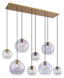 Lampa wisząca w stylu Art Deco złota z tęczowym szkłem 8-źródłowa - Sandra