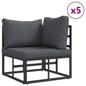 Modularny zestaw sof ogrodowych w czarnym kolorze z poduszkami - 6 miejsc