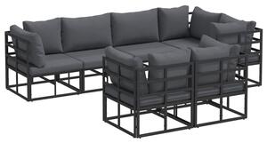 Modularny zestaw sof ogrodowych w czarnym kolorze z poduszkami - 6 miejsc