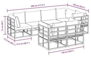 Modularny zestaw sof ogrodowych w czarnym kolorze z poduszkami - 6 miejsc