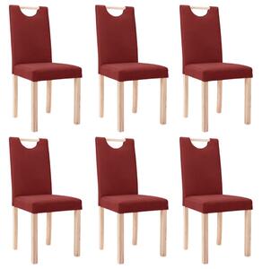 Krzesła stołowe, 6 szt., winna czerwień, obite tkaniną