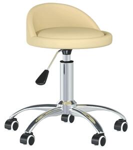 Obrotowe krzesło stołowe, kremowe, obite sztuczną skórą