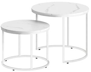 Komplet 2 stolików kawowych marmur + biały W2-H31
