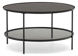 Czarny okrągły stolik ze szklanym blatem ø 80 cm Gilda – Kave Home