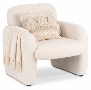 Kremowy fotel boucle do salonu nowoczesnego D9-E62