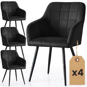 Zestaw 4 czarnych krzeseł welurowych K2-M38