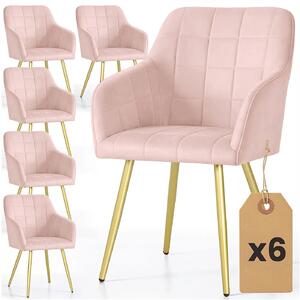 Zestaw 6 różowych krzeseł welurowych w stylu glamour N5-B29