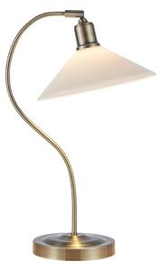 Lampa stołowa w kolorze mosiądzu z białym szklanym kloszem (wysokość 49 cm) Vela – Markslöjd