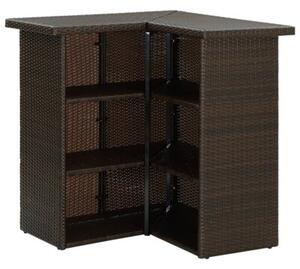 Narożny stolik barowy, brązowy, 100x50x105 cm, rattan pe