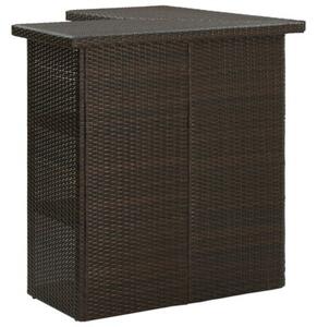 Narożny stolik barowy, brązowy, 100x50x105 cm, rattan pe