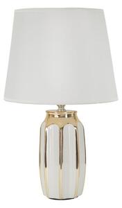 Ceramiczna lampa stołowa w biało-złotym kolorze z tekstylnym kloszem (wysokość 40,5 cm) Cassy – Mauro Ferretti
