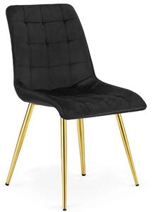 Czarne metalowe krzesło tapicerowane glamour K4-T09