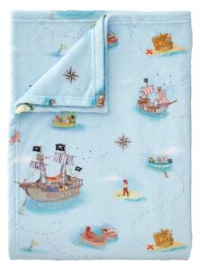 Niebieski koc dziecięcy z mikropluszu 150x200 cm Pirates – Belle & Boo