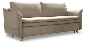 Beżowa aksamitna rozkładana sofa 225 cm Charming Charlie – Miuform