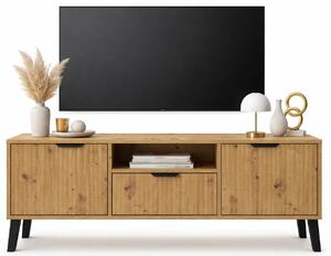 Szafka pod telewizor ryflowana na nóżkach dąb artisan H2-H73