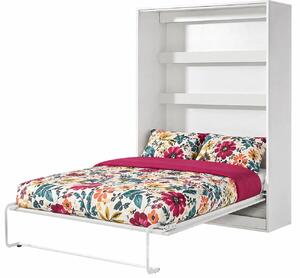 Pionowy tapczan otwierany z półką biały + czarny 140x200 B7-L63