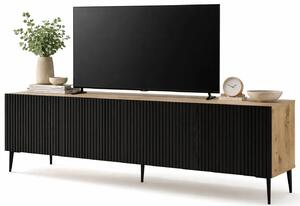 Szafka na TV dąb artisan z czarnym lamelowym frontem G3-T20