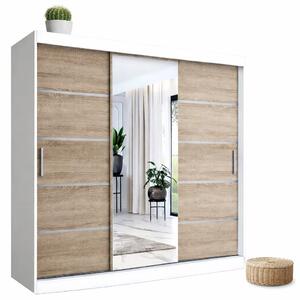 Szafa przesuwna 200 cm biały + dąb sonoma K4-T62