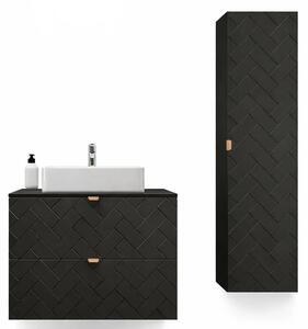 Czarny zestaw mebli łazienkowych słupek i szafka umywalkowa 80 40cm E1-R64