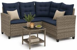 Sofa ogrodowa ze stolikiem szaro granatowa N8-P93